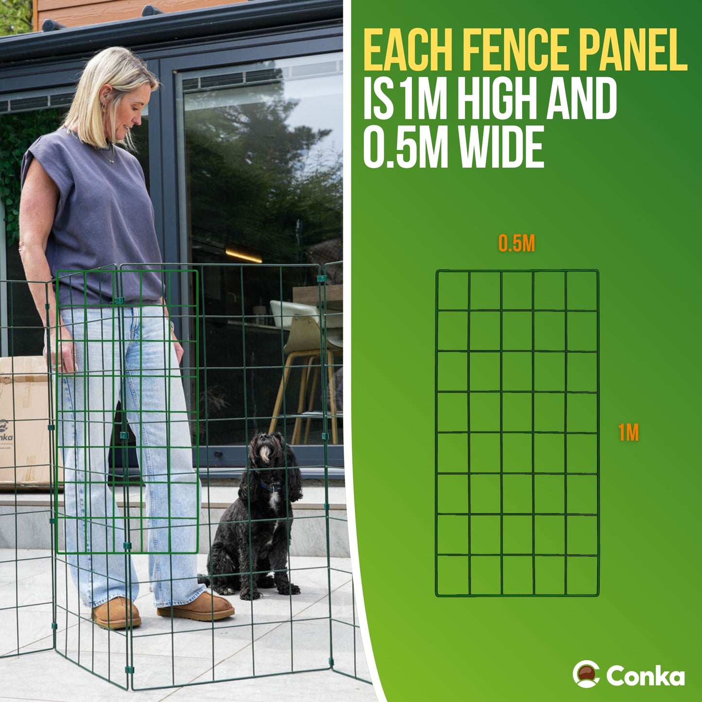 1m High Foldable Dog Fencing - 100mm x 125mm Mesh Size
